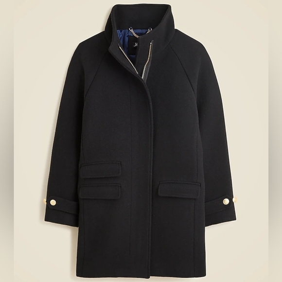 New! J. Crew Sz 4 Toscana Black Coat Italian Stadium-cloth Wool blend Womens NWT - Picture 5 of 16